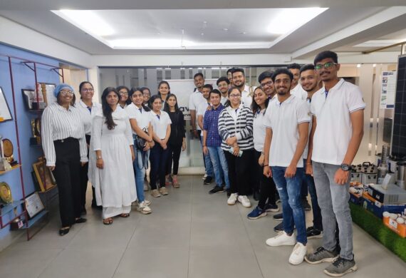 An Industrial visit was arranged at Navitas Solar & Renon India Pvt. Ltd. for students of Auro University on 26th November, 2022