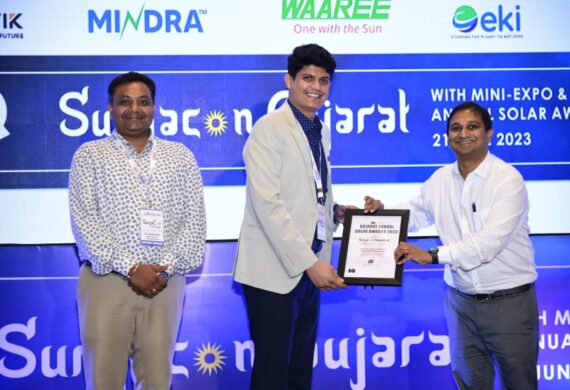 Mr. Aditya Singhania, Director and Co-Founder, Navitas Solar, has been awarded with the esteemed TECH EXCELLENCE AWARD FOR EXCELLENCE IN ENGINEERING at the prestigious Annual Solar Awards 2023 presented at Suryacon Ahmedabad organized by EQ International Magazine.